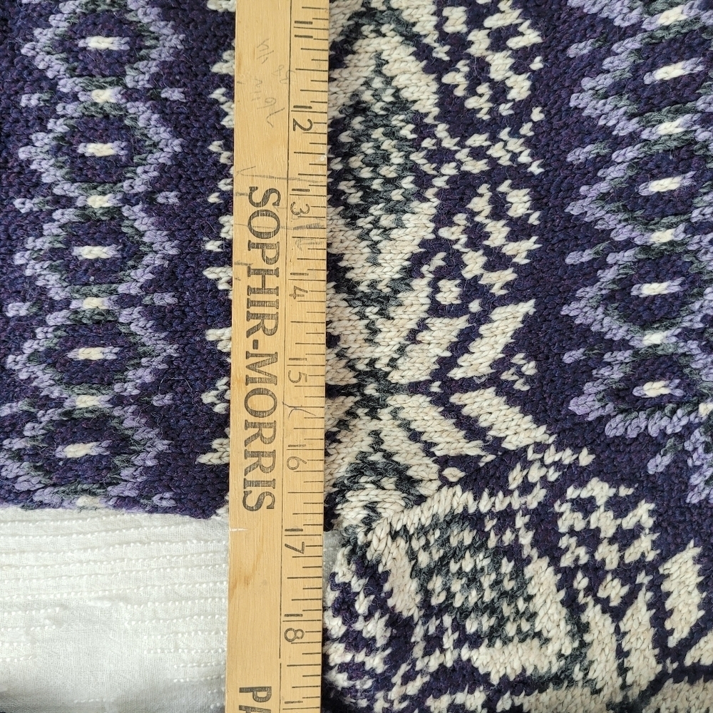 Sweater Project purple lavender ivory ski sweater turtleneck cozy hygge sport M - Picture 6 of 10